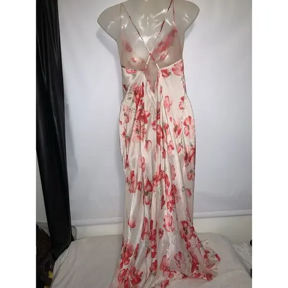 VINTAGE Y2K FLORAL SILK SLIP DRESS LINGERIE AUGUST SILK SIZE MEDIUM - Picture 4 of 6